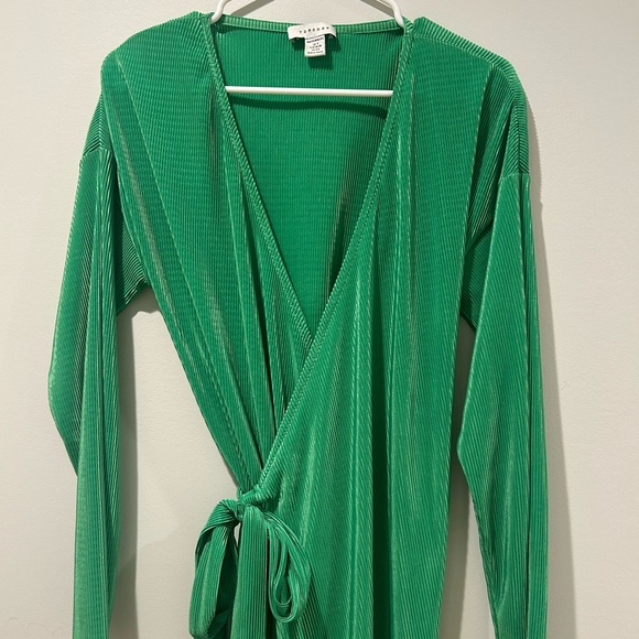 Topshop Maternity Dress Plisse Wrap Dress In green Two Toned Size S - Picture 5 of 10